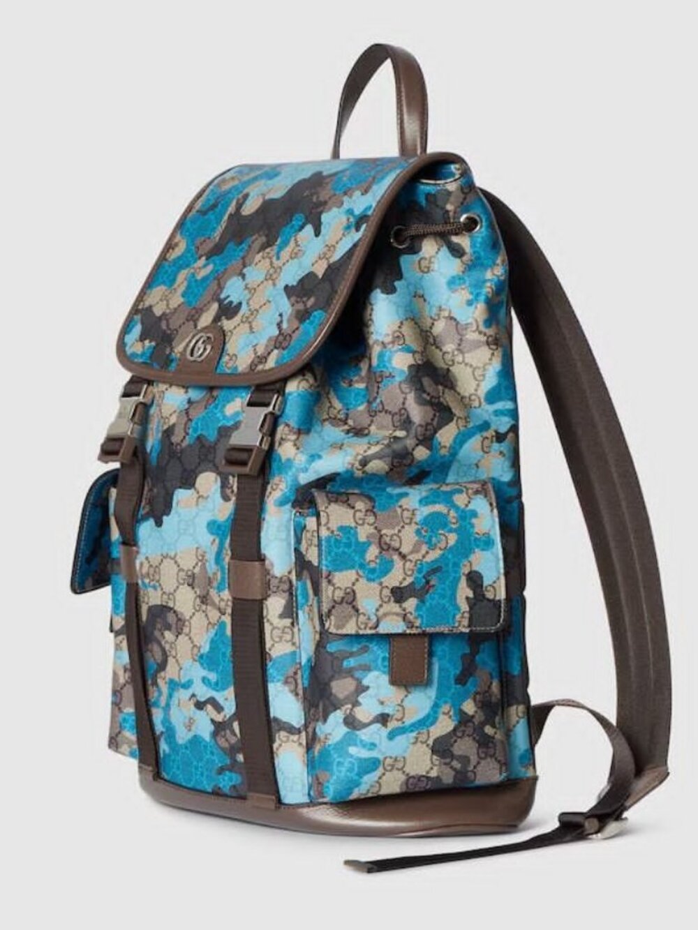 Gucci GG Monogram Camouflage Large Backpack in Blue